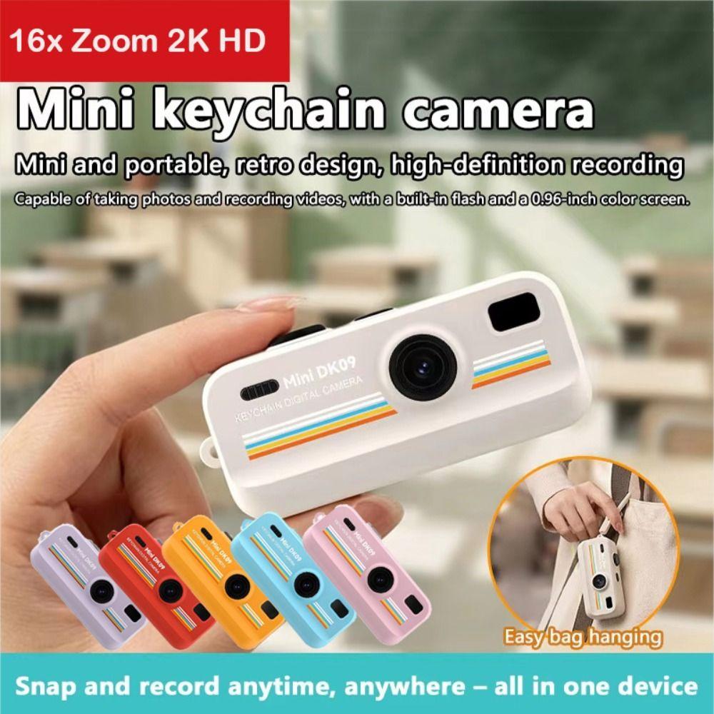 with Flash Retro CCD 16x Zoom 2K HD Thumb Camera Keychain Mini Digital Camera  For Vlogging