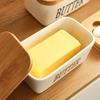 European-Style Ceramic Butter Dish with Lid - Cheese Storage Box for Fresh-Keeping In Kitchen
