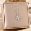 Women's Silver Titanium Steel Necklace with Micro-Inlaid Zircon - Elegant, Durable Clavicle Chain Jewelry