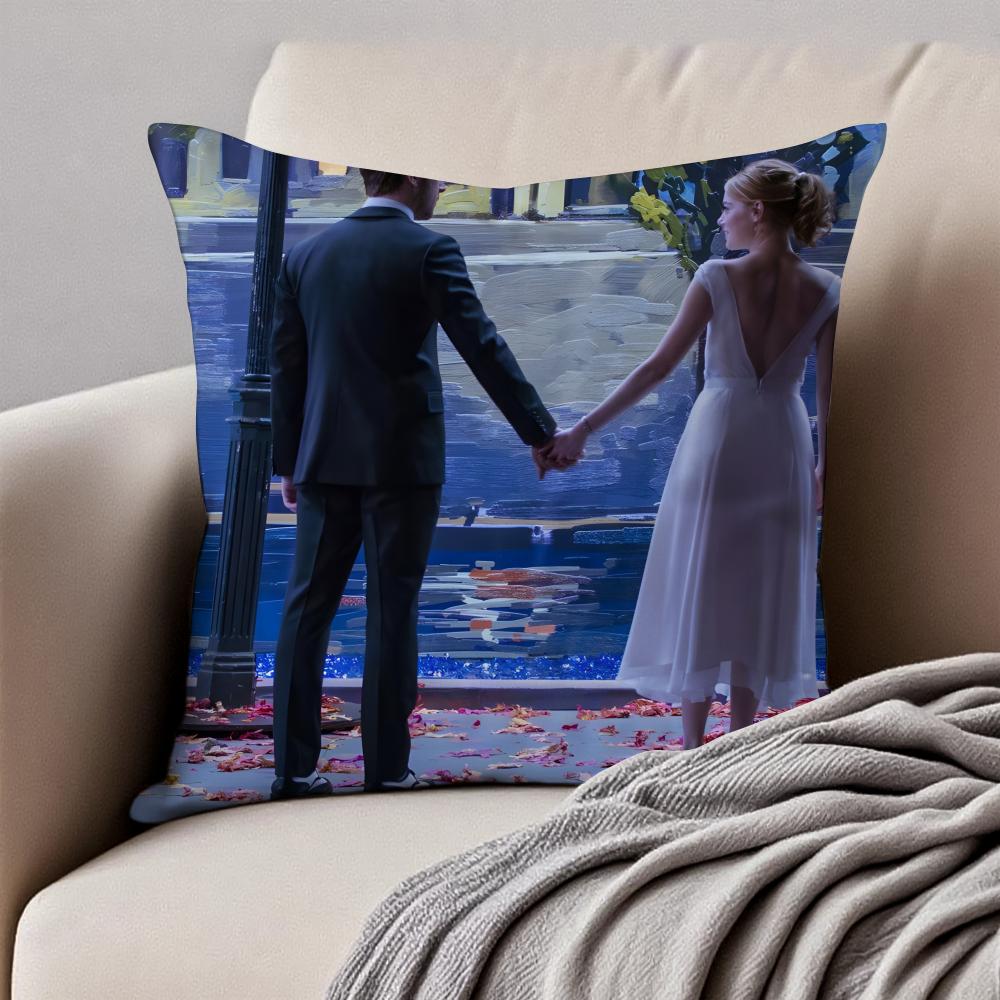 Romantic American Movie LLa La Land Cushion Cover Pillowcase Antidustmite Invisible Zipper Short Plush Sofa Cushion