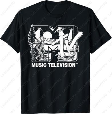 Mademark X MTV CryptidFilled Logo Feat Bigfoot UFO Nessie Sketch TShirt Vintage Creative Men Print Adult Oneck Cotton Tops