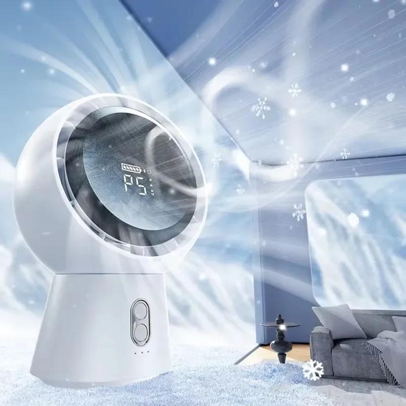 5000mAh Bladeless Wireless Table Fan Rechargeable Portable Fan 5 Wind Speeds Mini Desktop Fans For Bedroom Home Office Camping