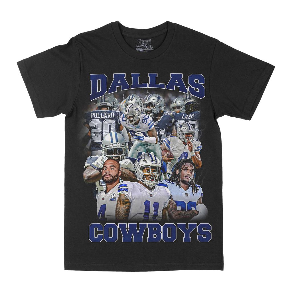 Dallas Cowboys Spieler Unisex Baumwoll-T-Shirt Lässig Sportlich Schwarzer Stil