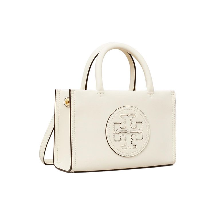 Tory Burch Ella Magnetic Snap Adjustable Detachable Shoulder Strap Faux Fur Tote Bag Shopping Bag Crossbody Handbag Mini Women Tote White 145613-100