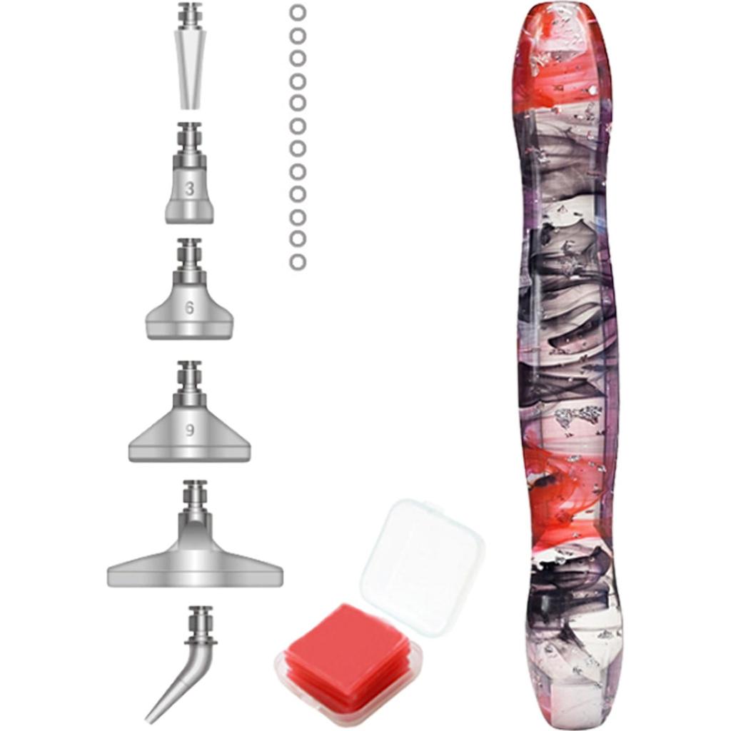 Harts 5D Diamantmålning Konst Prickborrpenna Kit med 6 Borrpenna Plockhuvuden och 1 Lera Diamantmålning Penna för Barn Vuxna