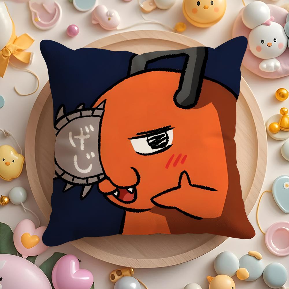 C-Chainsaw Anime M-ManS Cushion Cover Home & Car Multi-Scene Pillow Cover - Reversible, Soft & Durable for Daily Use