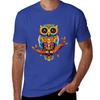 Vibrant Wisdom: Colorful Owl Artwork T-Shirt shirts graphic blue archive black t-shirts for men