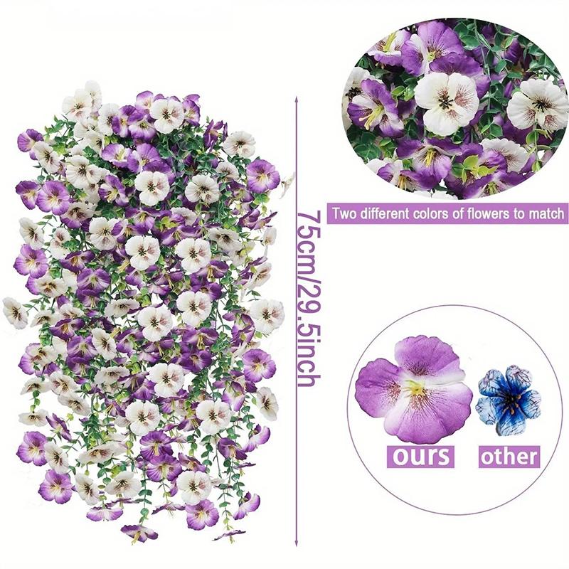 2Pcs Violet Artificial Flowers Vine Hanging Fake Flowers Faux Plants Vines for Home Room Decor Garden Wedding Decoration Flowers