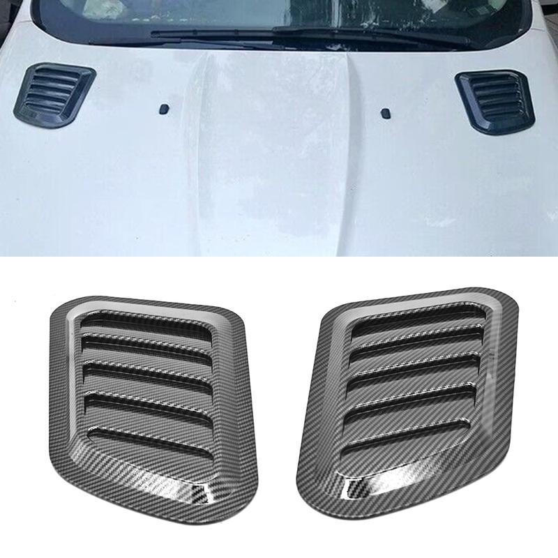 For Dodge Ram Carbon Fiber Racing Front Car Hood Air Flow Vent Decor Trim 2Pcs