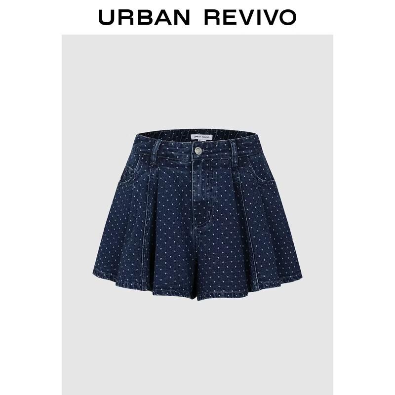 UR2026 Women s Polka Dot Pleated Denim Skort 27