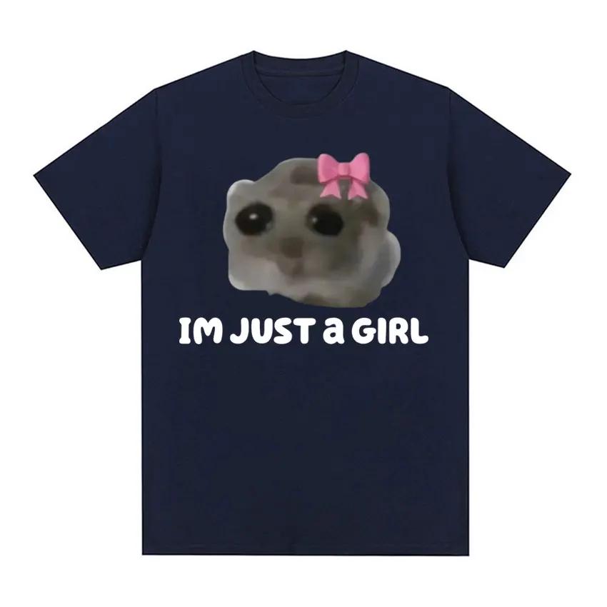 Funny Trendy Cute Sad Hamster Meme T-Shirt Men Women Summer Casual Short Sleeve Tshirts 100% Cotton Crewneck Kawaii Tops T Shirt