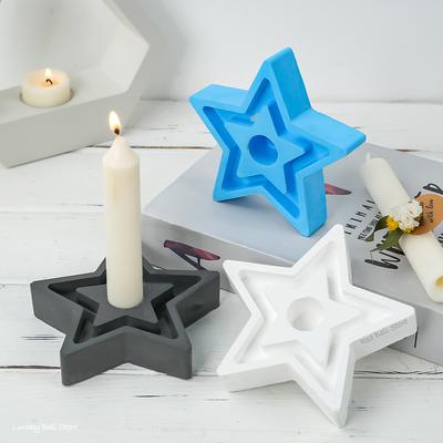 Stern Kerzenständer Beton Silikonform Fünfzackiger Stern Eid Mubarak Ramadan Deko DIY Kerzenhalter Basis Gips Harzformen