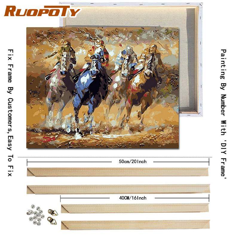 RUOPOTY S DIY rámem Zvířata Olejomalba DIY Malba podle čísel Moderní obraz na plátně Ručně malovaný domácí dekor 40x50cm