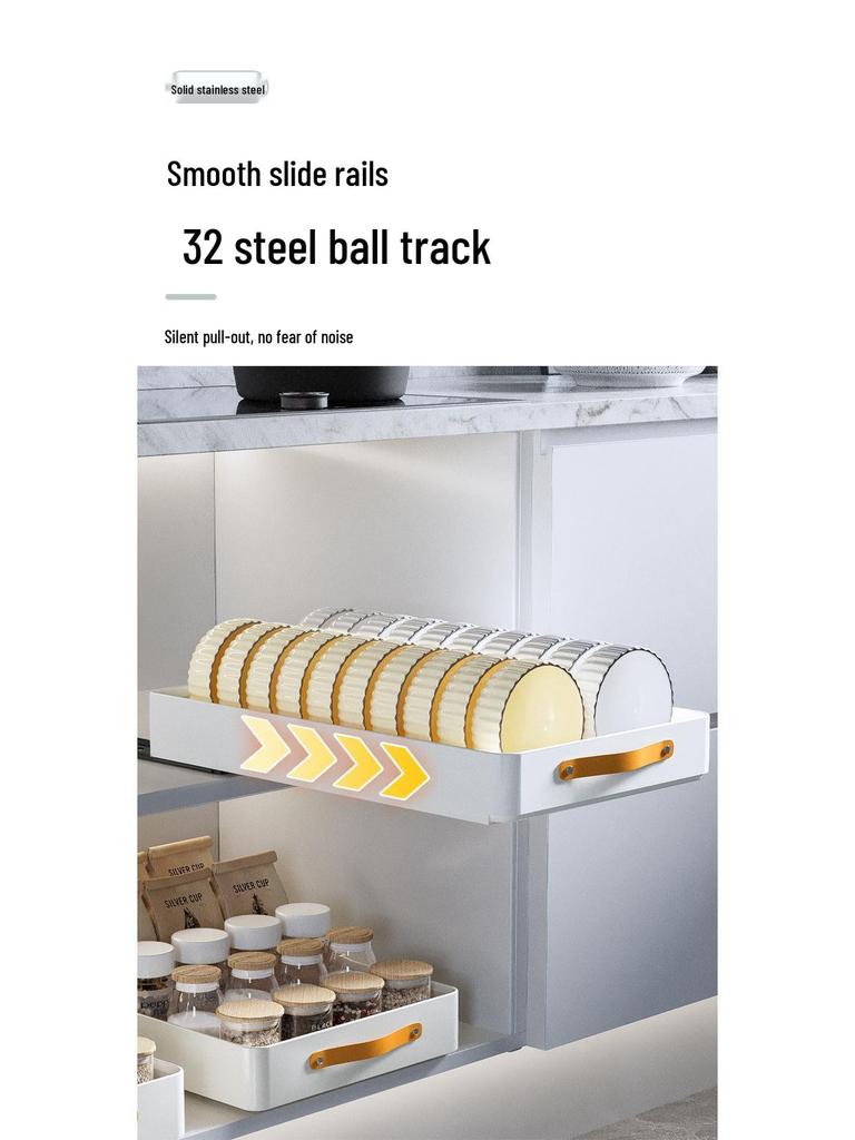 Bowl & Dish Pull-Out Storage Rack - In-Cabinet Drainer & Organizer