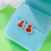 S925 Sterling Silver Gourd Rhinestone-Inlaid Stud Earrings
