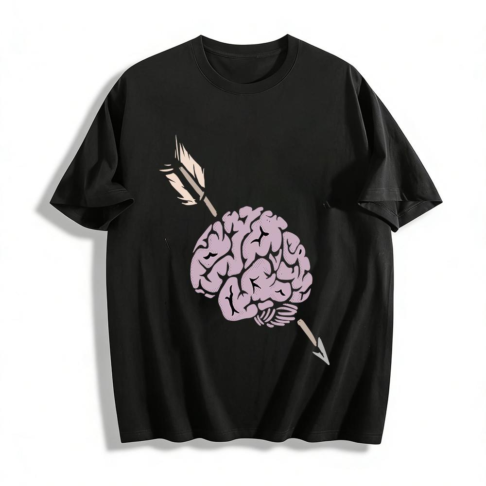 Arrow Through Brain Graphic Print Casual Tee Shirt Pure cotton T-shirt XXS