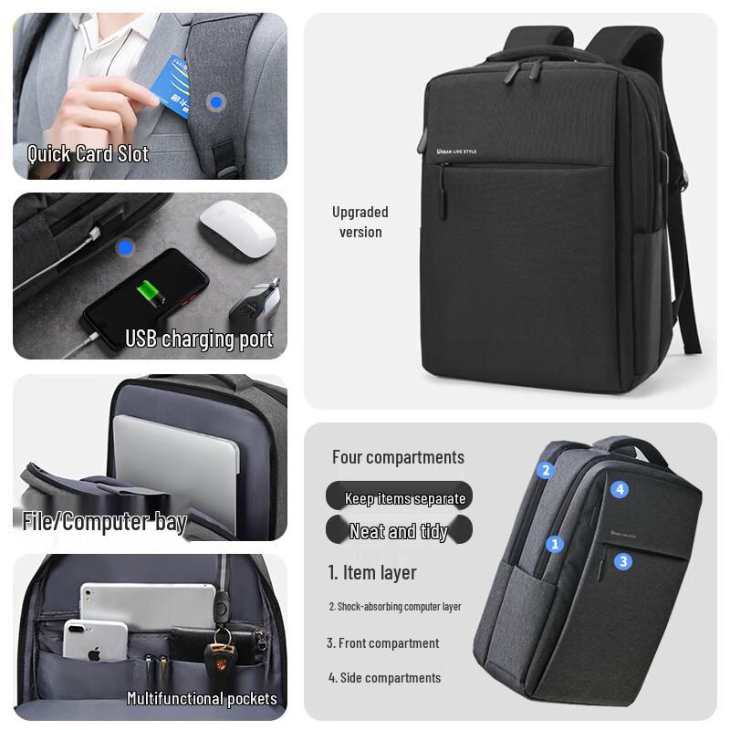 Li Shen Men s Expandable Business Laptop Backpack 15.6 inch