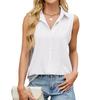 Summer Women's Tank Tops Loose Shirts Single Breasted Solid Color Vest Lapel Sleeveless Loose Button Casual Streetwear Women's Blouse