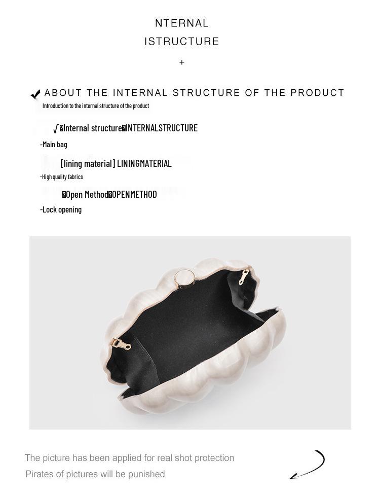 Elegant Irregular Shell Acrylic One-Shoulder Crossbody Clutch for Weddings and Banquets.