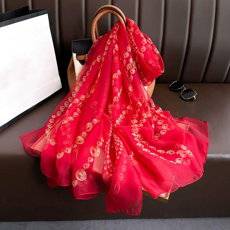 Silk Scarf Folral Women Summer Hijab Luxury Print Sunscreen Shawl Wraps Bandana Ladies Head Scarves Large Foulard Echarpe