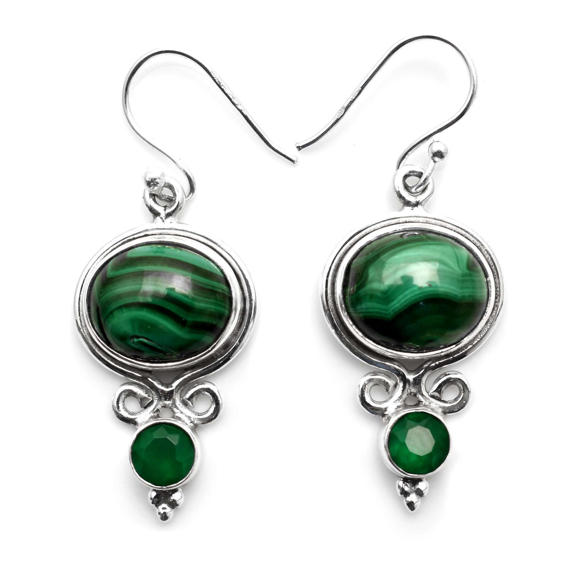 

Malachite, Simulated Emerald Gemstone Earrings Solid 925 Sterling Silver Handmade Earrings Jewelry Gift For Women And Girls E-3589