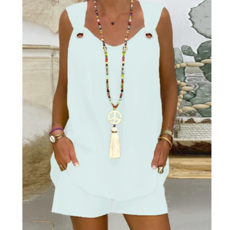 V-neck Sleeveless Vest and Shorts Summer Clothing, Women's Clothing