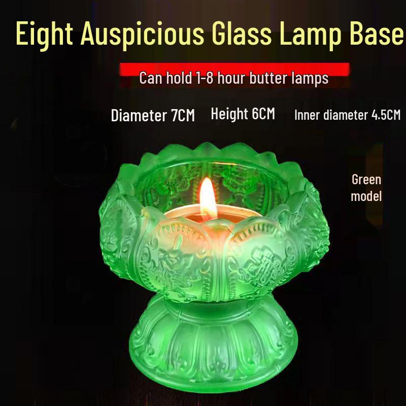 Colorful Lotus Crystal Glass Ghee Lamp Holder for Buddha Offering