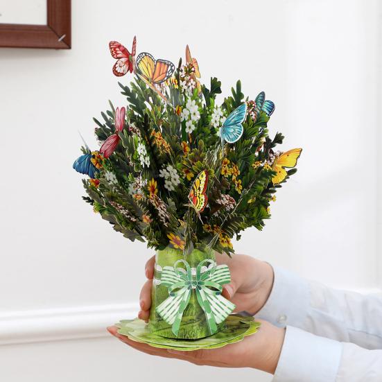 3D Pop-Up Blumenstrauß Grußkarte Sonnenblume Lilie Tulpe Nelke Blumenstrauß Karte für Muttertag Lehrertag Abschluss Jahrestag Geburtstag