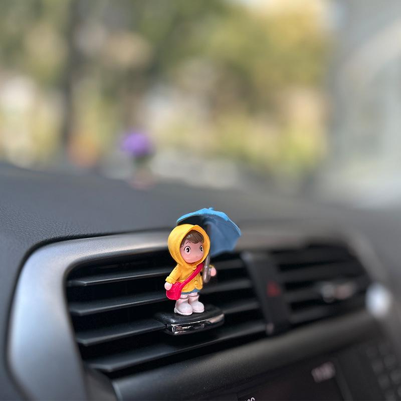 Cute Resin Umbrella Girl Doll Car Center Console Decoration Car Interior Ornaments Accessories