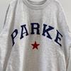 Women's Mock Neck Long Sleeve Oversized Casual Top Letter Star Patch Embroidery Cotton Vintage Streetwear Sweatshirt Blouse