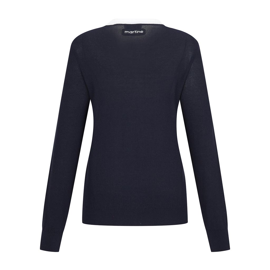 MARTINE GOLF Round Lecture Long Sleeved Knit_Navy