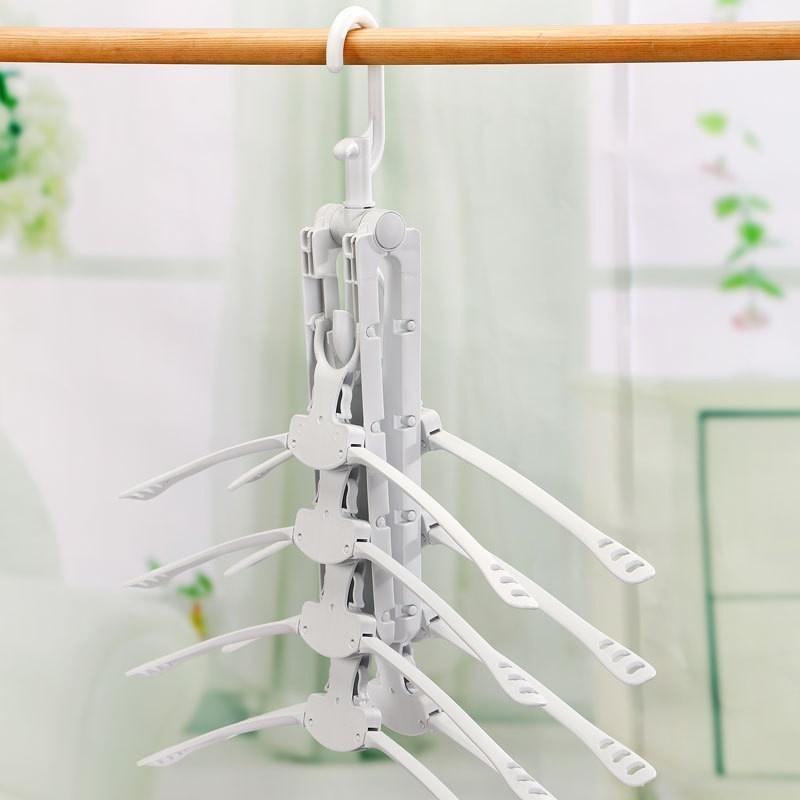 Multifunctional Retractable Hanger Rack Folding Plastic Clothes Hanger Closet Clothing Storage Rack Drying Rack Color Random