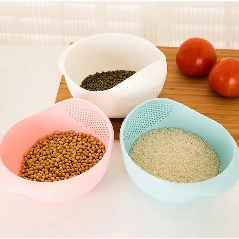 1 Pcs Food Grade Plastic Rice Strainer Vegetable Washing Basket Washing Drain Basket Kitchen Multi-purpose Storage