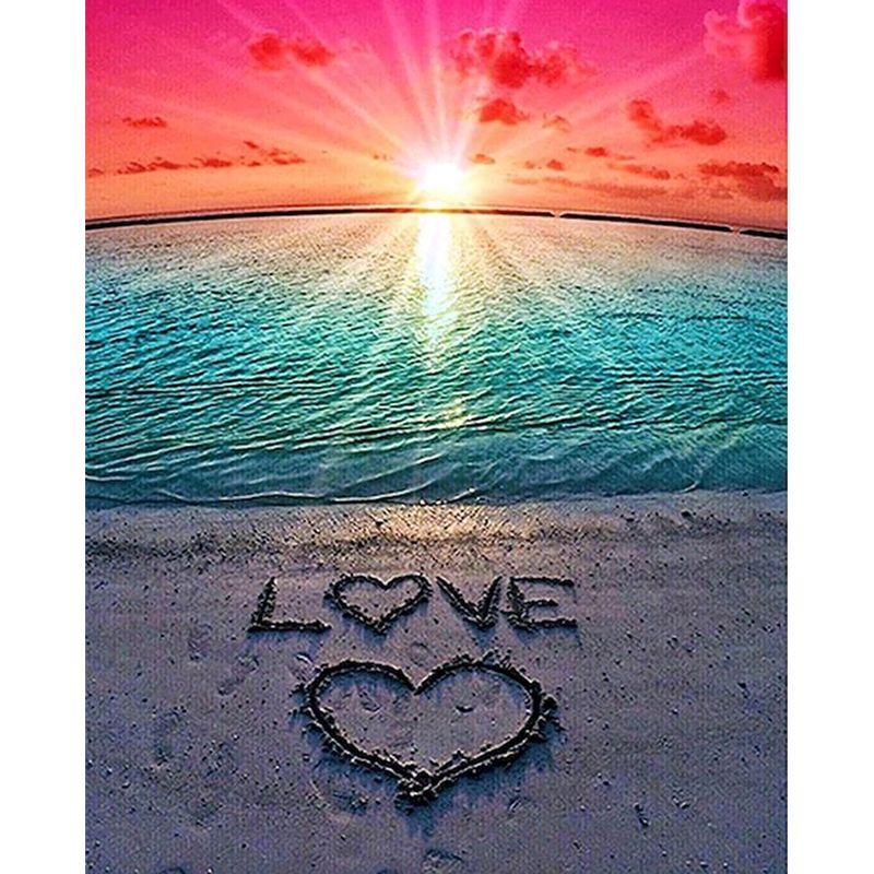 5D Diamond Painting Landscape Sunset Sea Cross Stitch Full Round Diamond Mosaic Home Decoration DIY Handmade