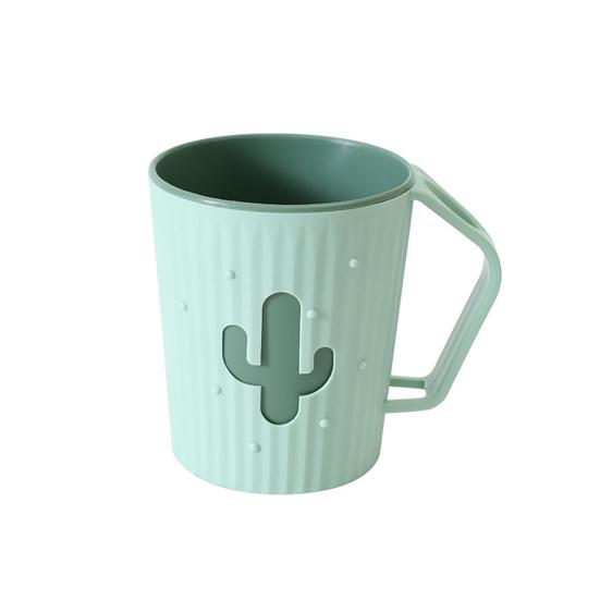 Mouthwash Cup Easy to Clean Cartoon Cactus Bathroom Washing Cups with Toothbrush Slot And Handle Nordic Style Brush Organizer for Home Travel Hotel