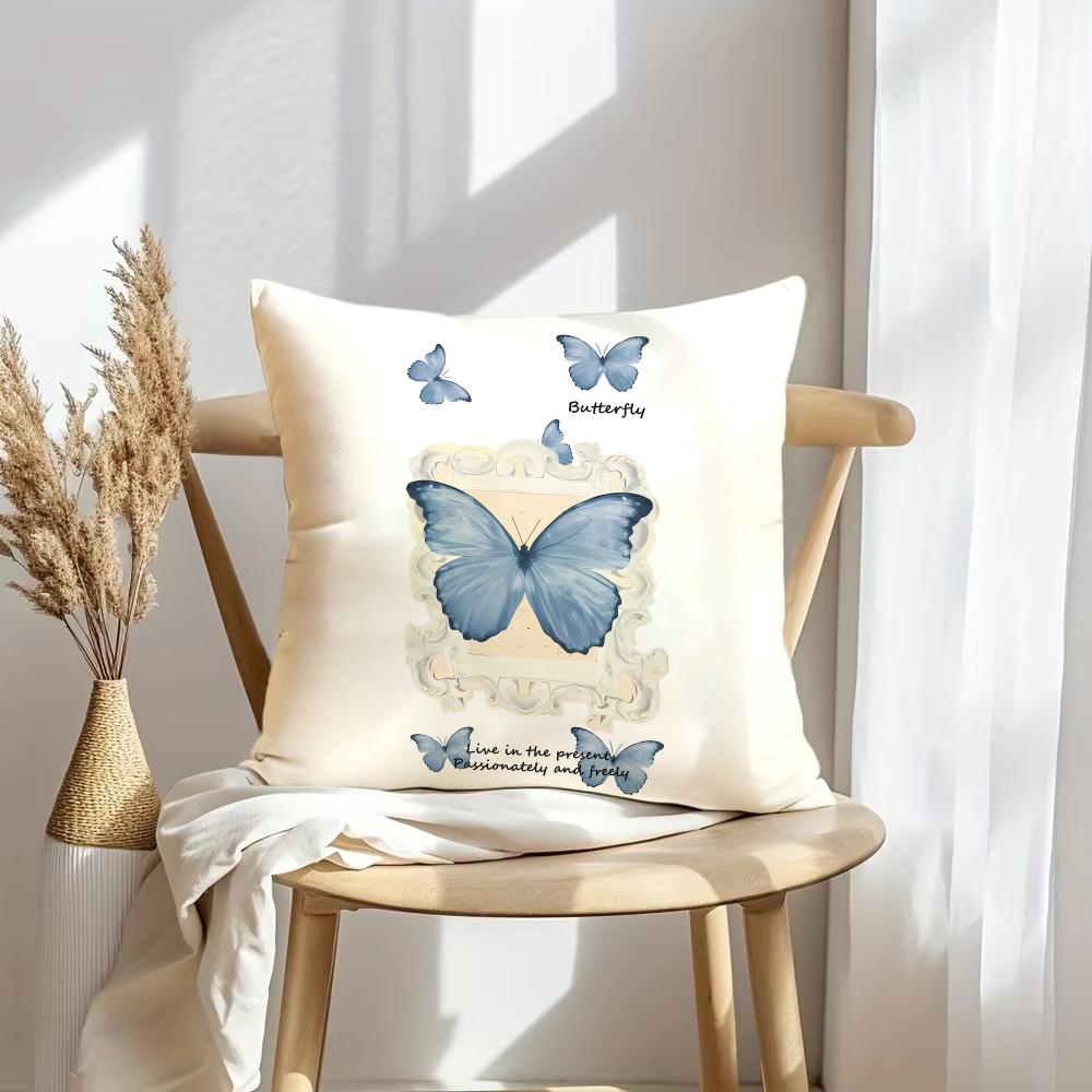 Beautiful Butterfly Cushion Cover Soft Plush Throw Pillow Cover | Double-Sided Decorative Cushion Case | Sofa Bedroom Home Decor