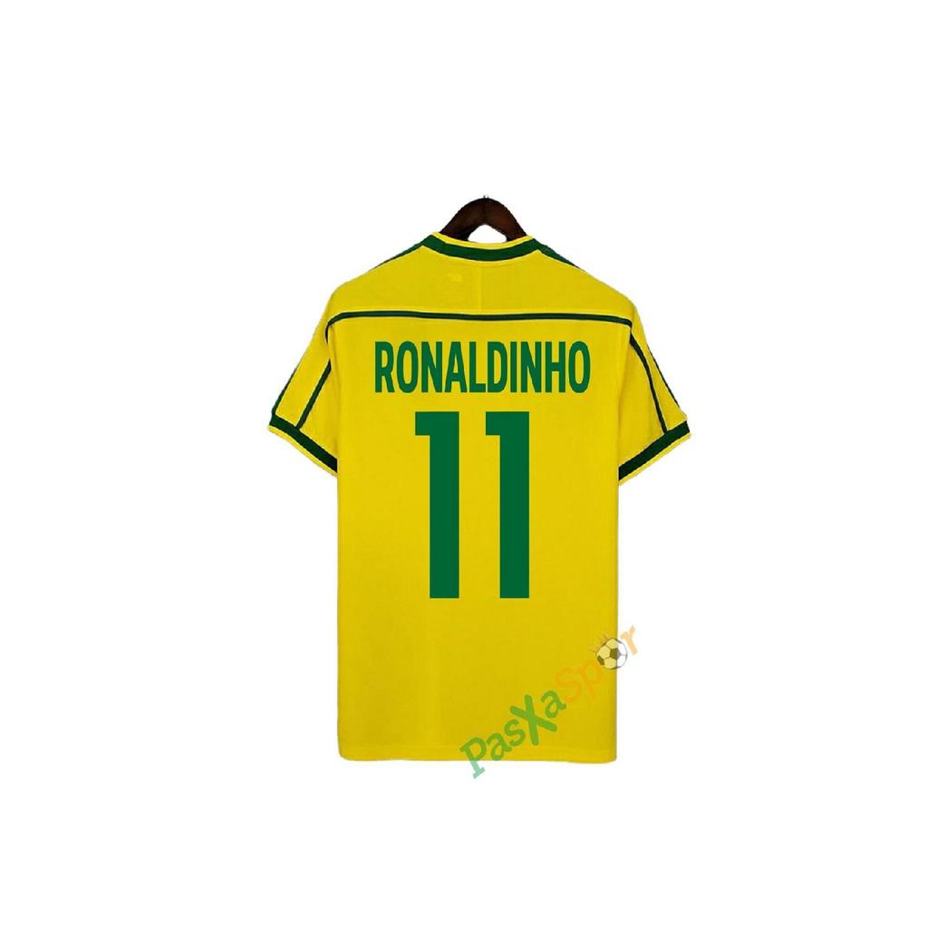 Professional Imported Quality Nostalgia Brazil 1998 World Cup Final Ronaldinho Home Retro Jersey
