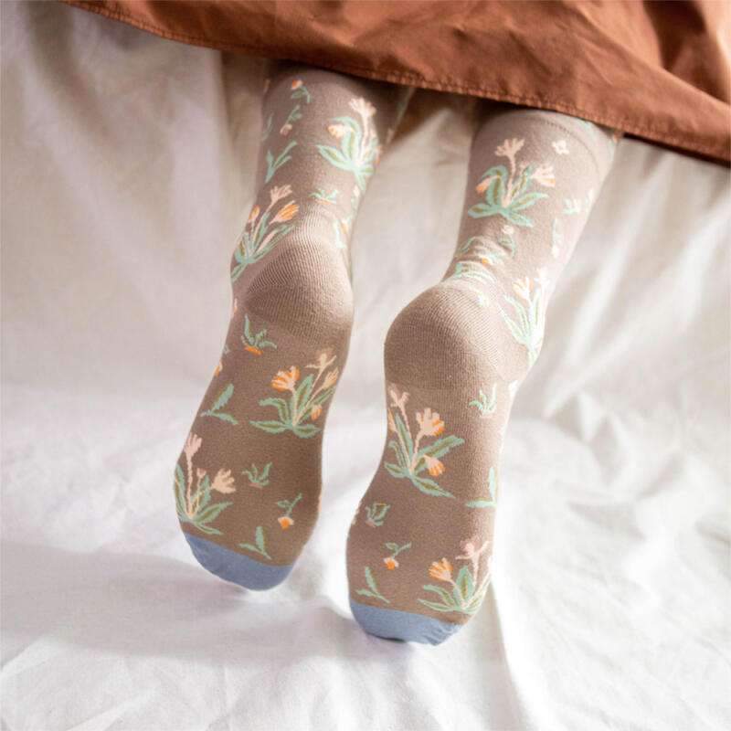 Flower Watercolor Women s Mid-Calf Fashion Socks rssw047 beige