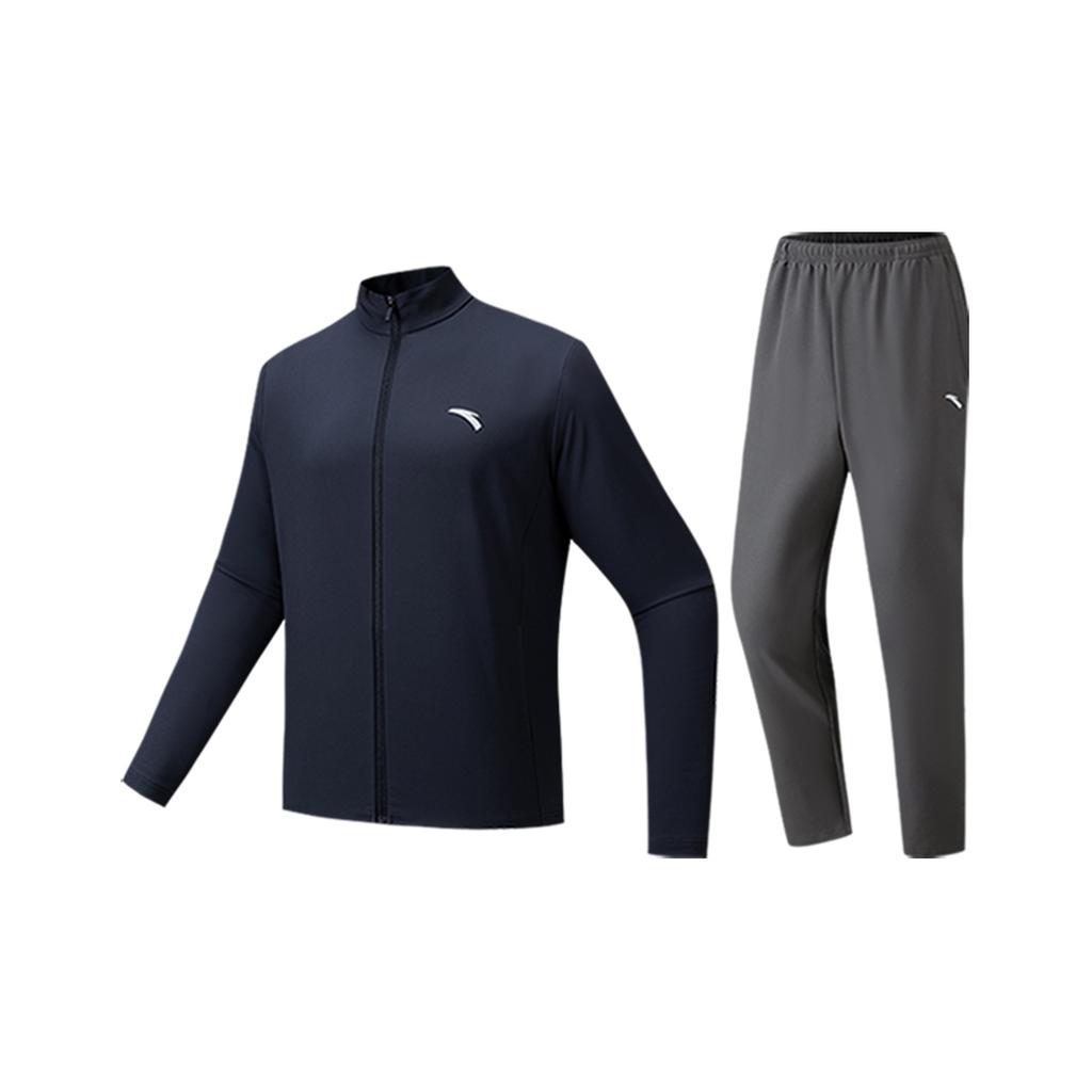 Anta Outdoor Training Urban Commuting Versatile Simple Comfortable Zip Stand Collar Water-Resistant Woven Straight-Leg Casual Sports Suit 952547204-2