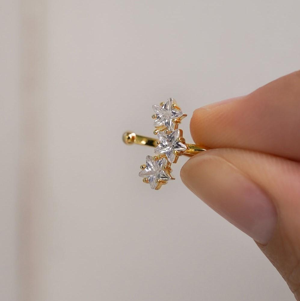 Korean Sweet Star Rhinestone Zirconia Ear Cuff - Versatile & Classic Design