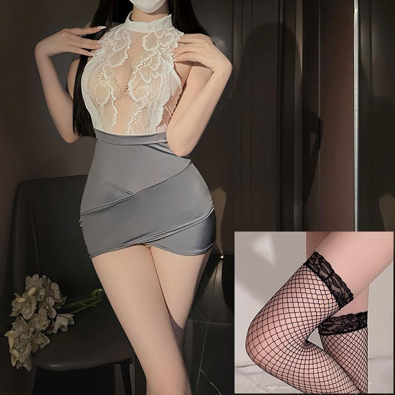 Sexy lingerie sexy pure desire style secretary lace pajamas passion free hip skirt uniform set 1