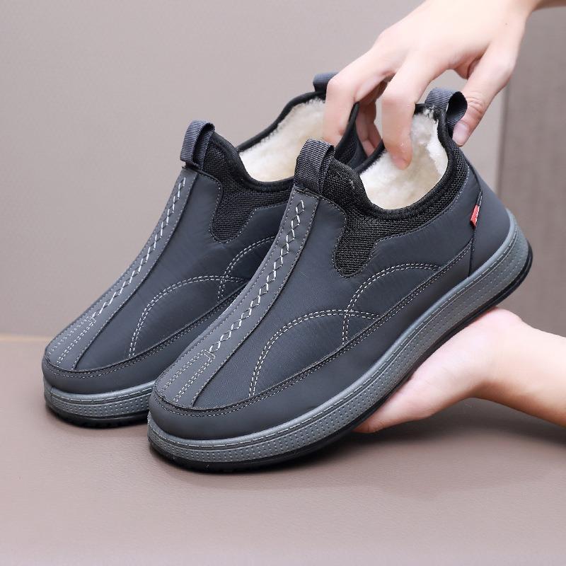 Bottes d'hiver pour homme en peau de mouton véritable, chaussures de neige imperméables à enfiler avec doublure en peau de mouton, bottes décontractées confortables antidérapantes pour homme