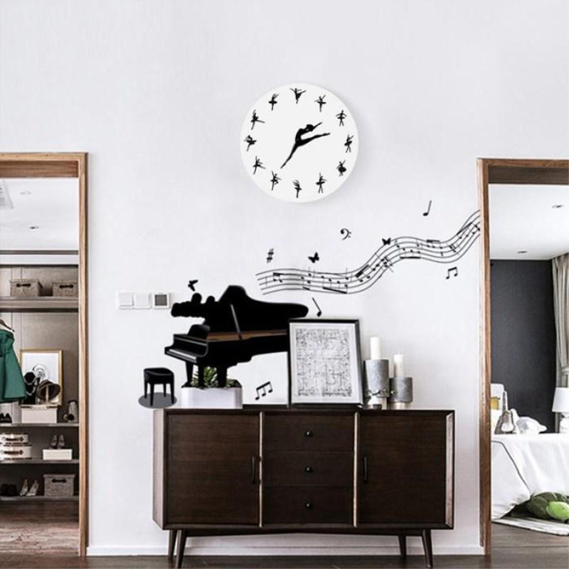 Acrylic Mirror Ballerina Wall Clock for Living Room/Bedroom DIY Decor