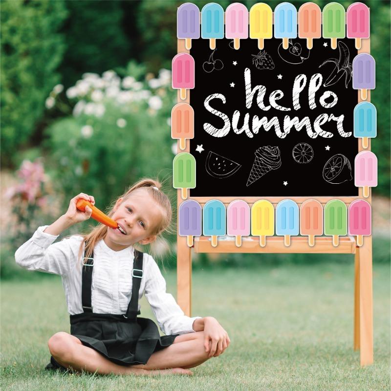 48 Ice Cream Paper-cut Summer Bulletin Board Decoration Popsicle Jam Classroom Bulletin Board Party Decoration Supplies