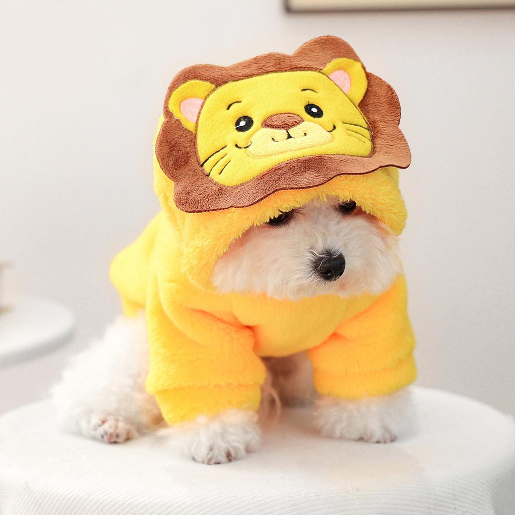 Fleece Thickened Warm Pet Puppy Cat Clothes Pet Dog Clothes Party Animal Flannel Lion Transformation Clothing