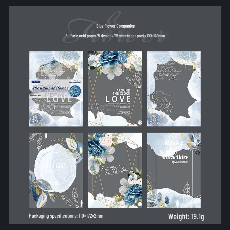 Beautiful Day Vintage Floral Series: Retro Sulfuric Acid Paper Journal with 8 Unique Collage Styles