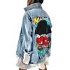 2618 Cartoon Graffiti Amazon Coat Denim Internet Celebrity Jacket Women's Autumn and Winter Baseball Jersey Amazon Coat