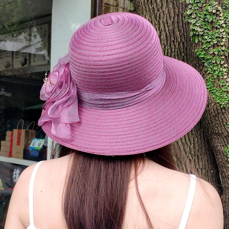 Klobouk typu bucket letní nový Organzový květ prodyšný kbelíkový klobouk Ochrana proti slunci klobouk Pro ženy Plážový klobouk Volánový klobouk