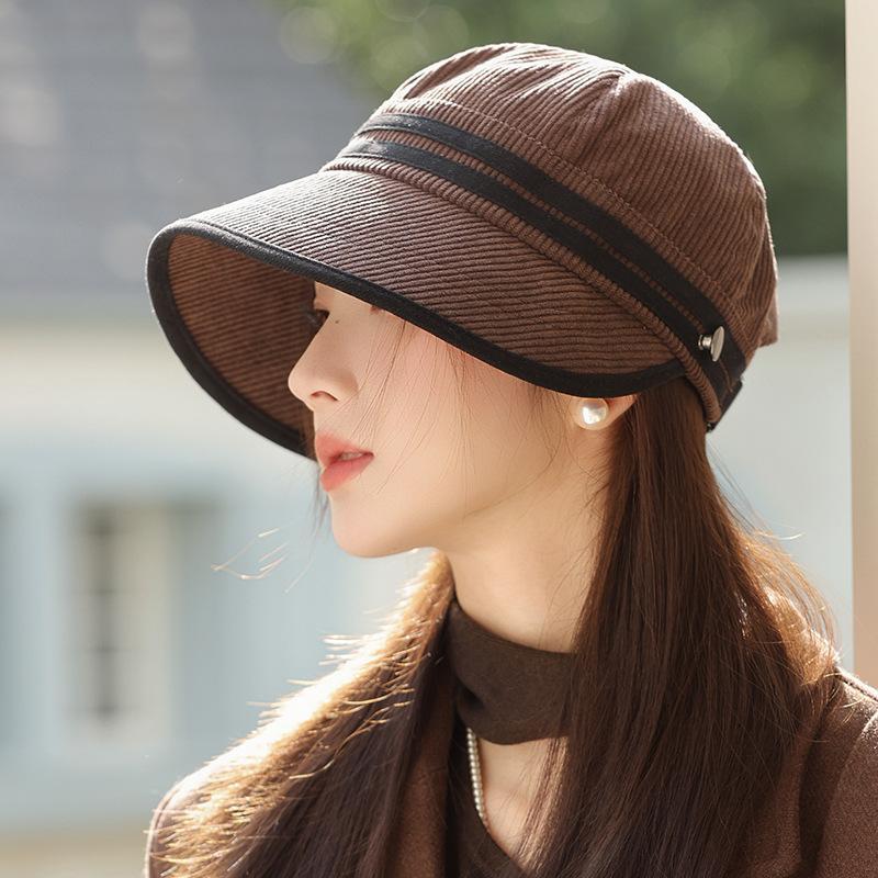 Autumn and Winter New Hemming Wide Brim Bucket Hat Outdoor Warm Windproof Sun Hat Adult Women Windproof Sun Protection Basin Hat