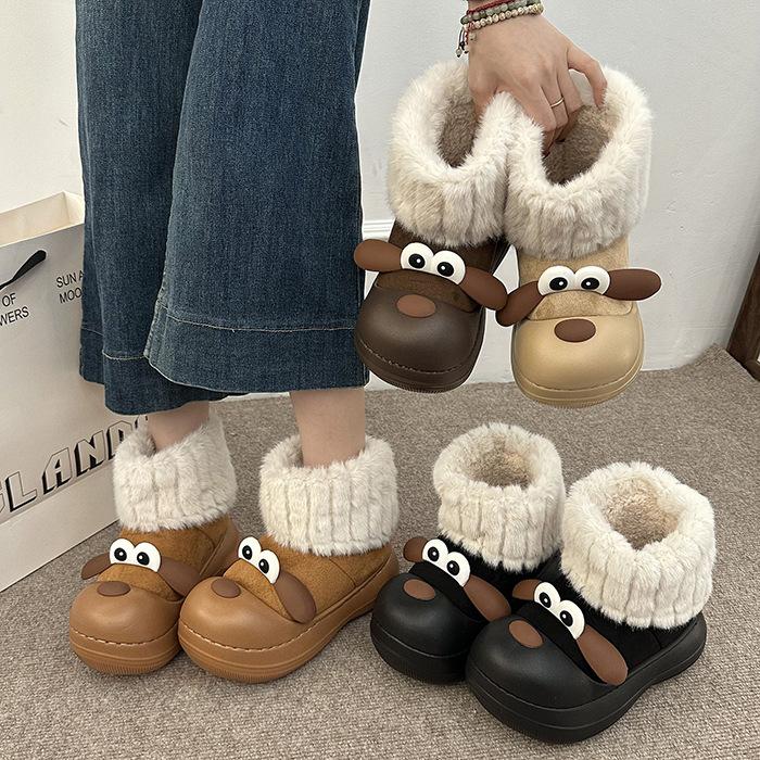 Damenmode leichte weiche Sohle Winter warmes Fell eins Schneestiefel gepolstertes Futter rutschfest lässige Sport Baumwollstiefel